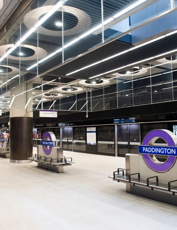 London's Paddington train station, part of Elizabeth Line.