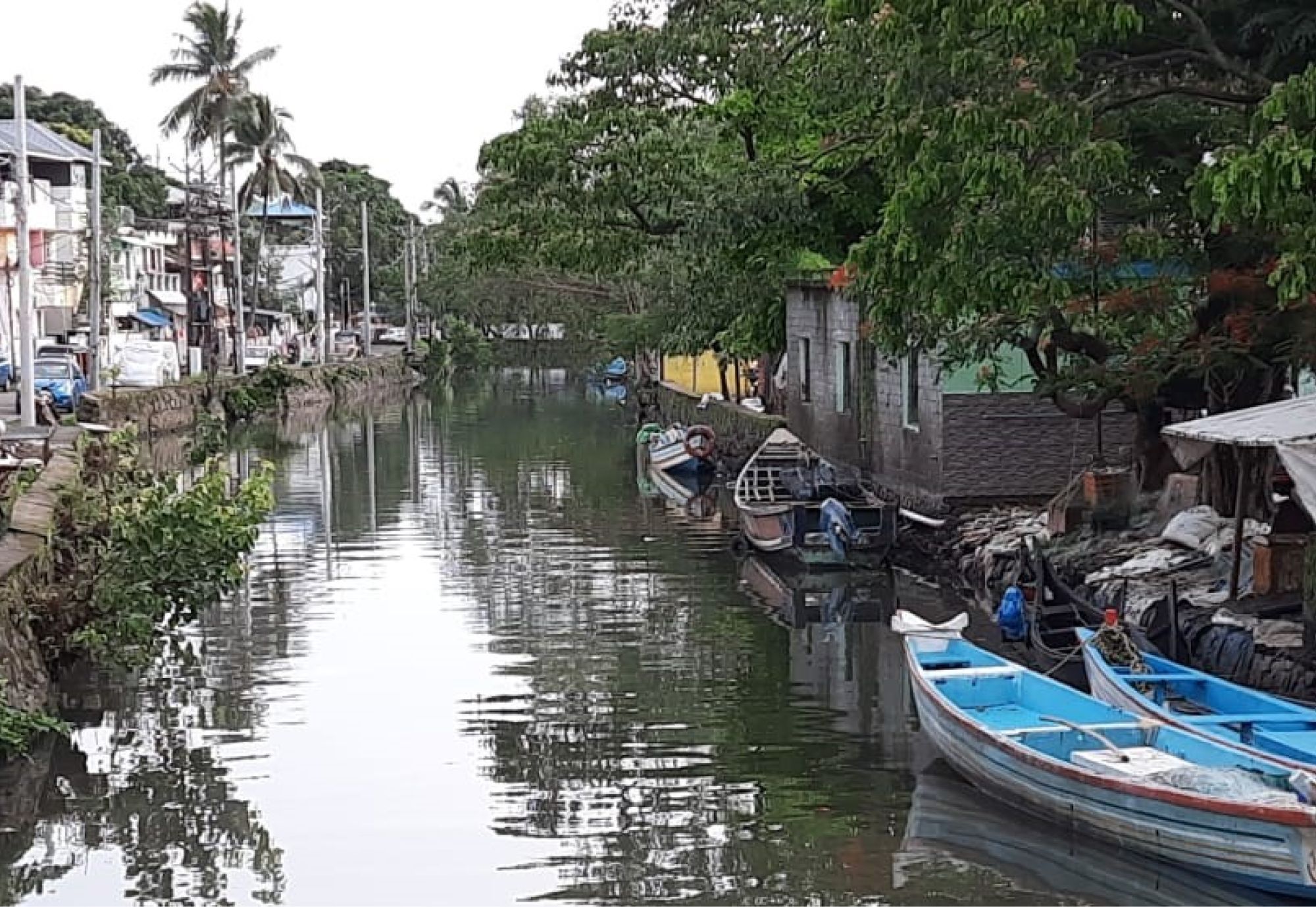 Kochi Canal with boats.