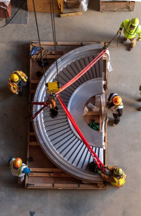 Bechel team members maneuvering a large piece of equipment at Vogtle nuclear power plant.