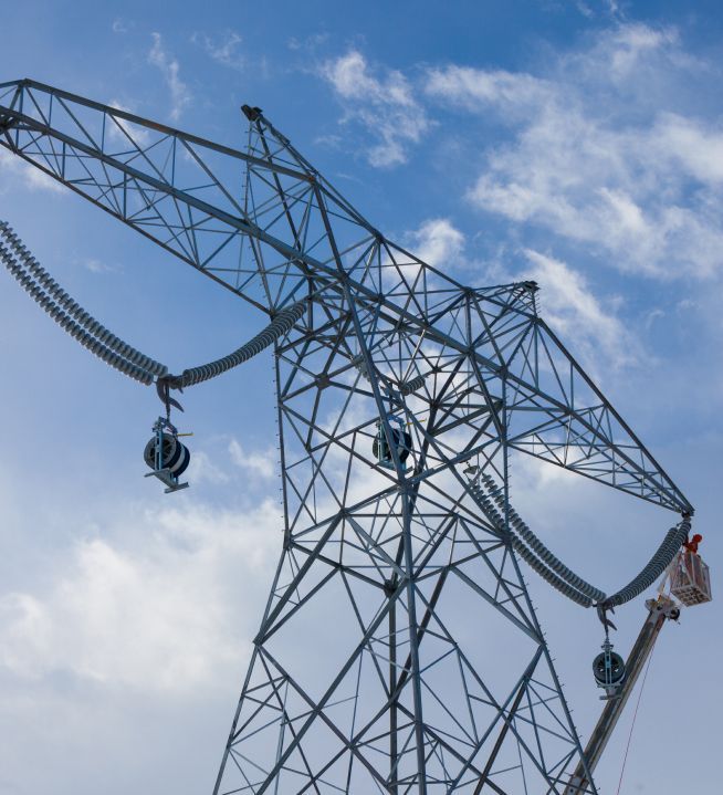 Steel transmission tower.