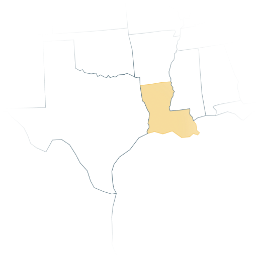 Map of the U.S.A. highlighting Louisiana.