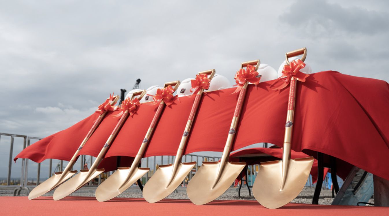 Shovels lined up at Taichung Liquefied Natural Gas Facility.