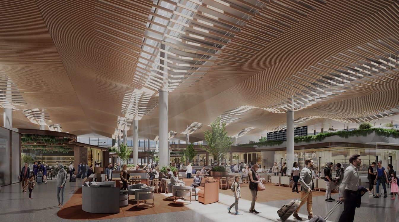 Rendering of Western Sydney Airport's planned retail space.