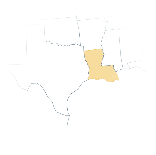 Map of the U.S.A. highlighting Lousiana.