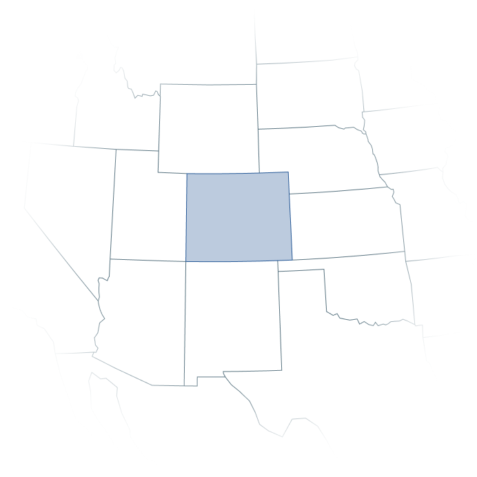 Map of the Midwestern U.S. highlighting Colorado
