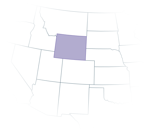 Map of the Midwest U.S. highlighting Wyoming