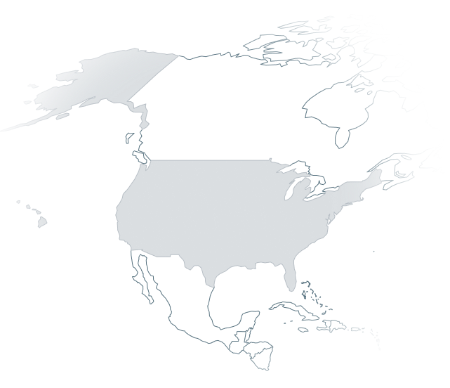 Map of North America highlighting the U.S.
