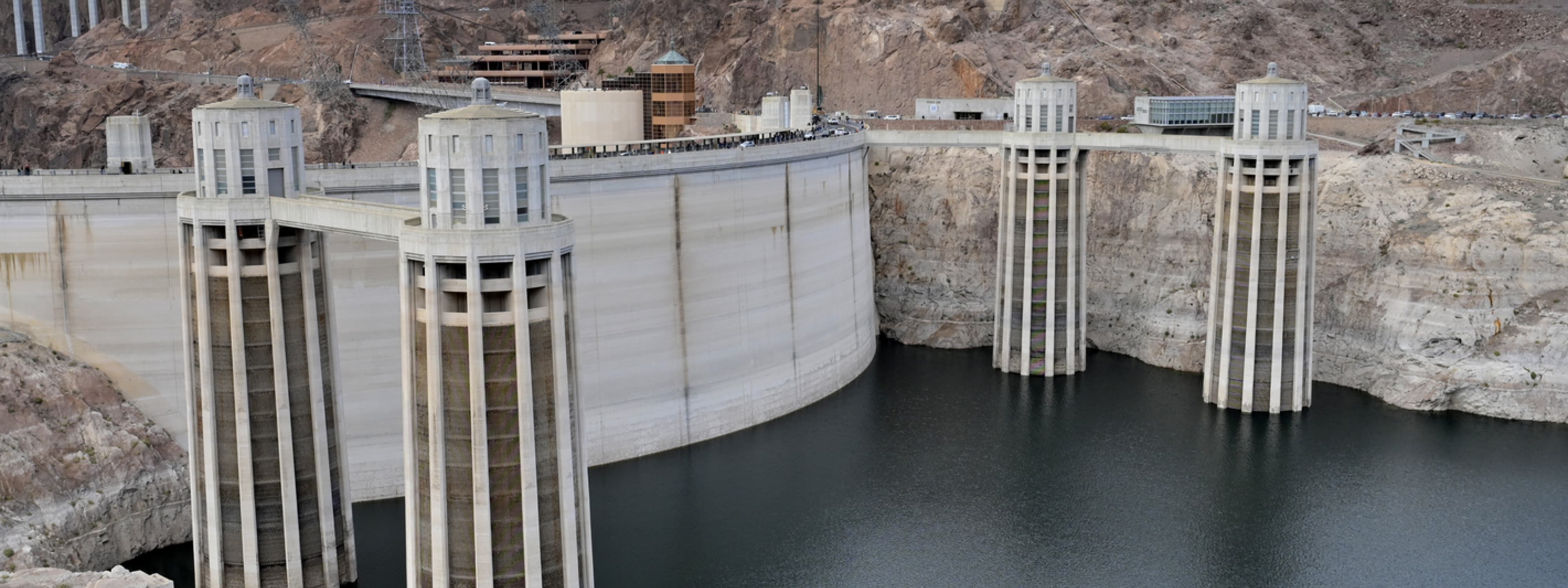 Aerial view of a dam.