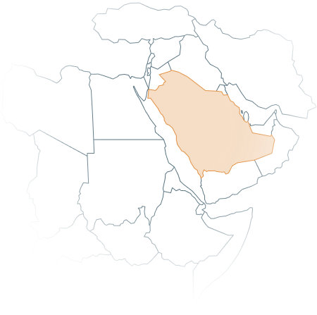 Map of Saudi Arabia highlighting Mansourah-Massarah