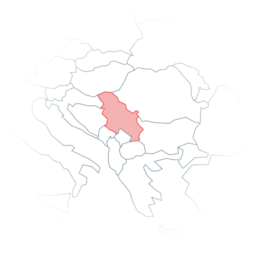 Map of the Middle East highlighting Serbia.