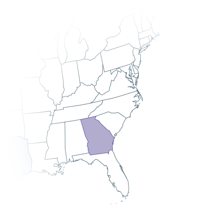 Map of the Southeast U.S. highlighting Georgia