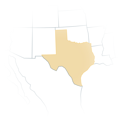 Map of the U.S.A highlighting Texas