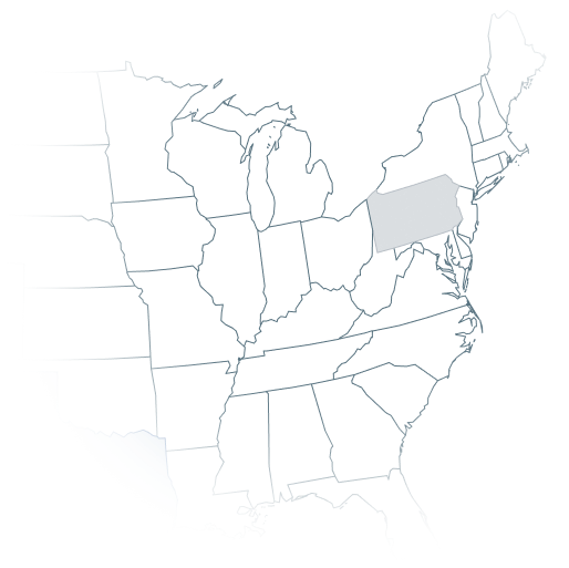 Map of the U.S.A highlighting Pennsylvania